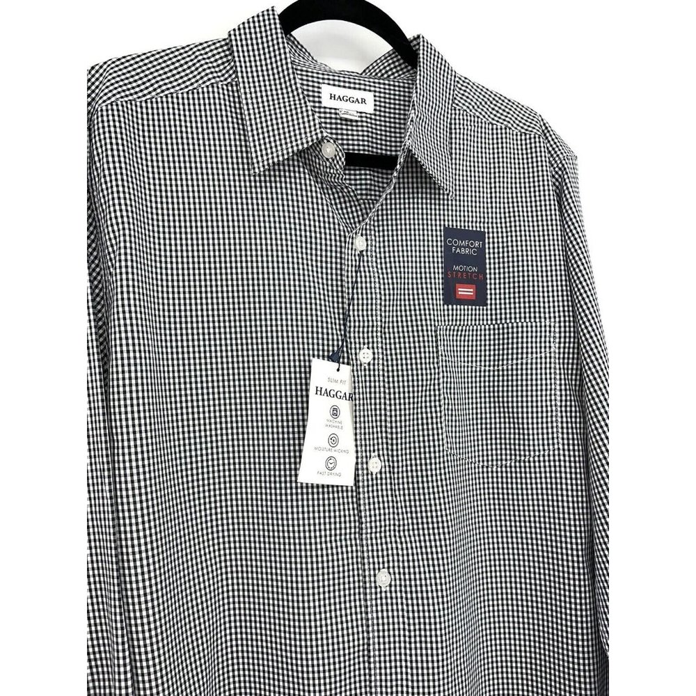 Haggar Wrinkle Resistant Shirt Men's Large Button Lightweight Long Sleeve $56 - Picture 2 of 9